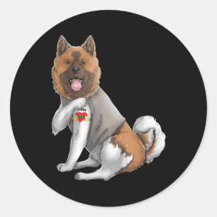 Adesivo Redondo American Akita I Love Mãe Tattoo Camiseta de cão M