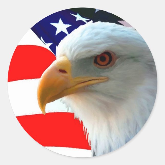 Adesivo Redondo American Bald Eagle & U.S Flag (Frente)