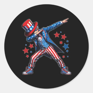 Adesivo Redondo American Boy Dabbing Patriótico 4º De Julho Crianç