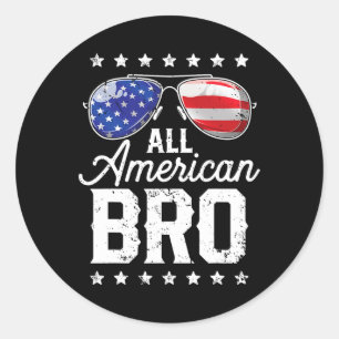 Adesivo Redondo American Bro 4 De Julho Família Homens Corresponde