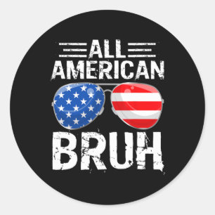 Adesivo Redondo American Bruh Happy 4 De Julho Boys Patriotic Usa