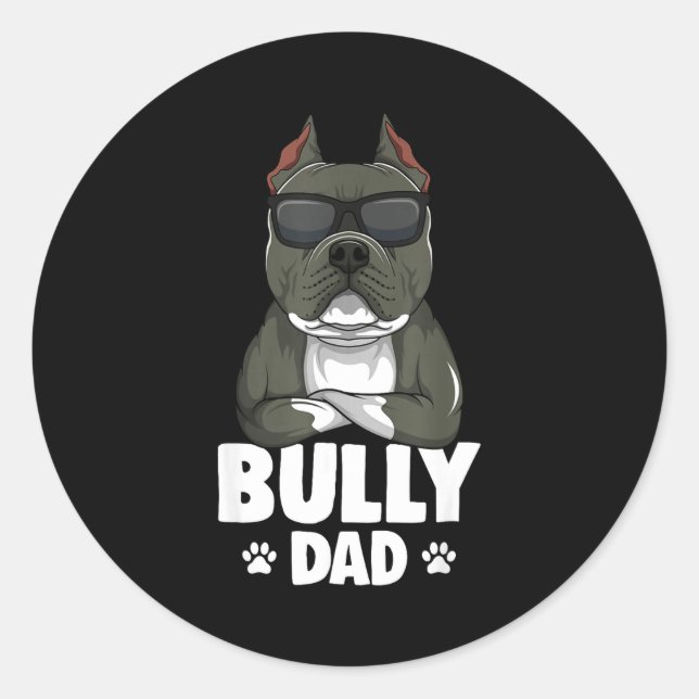 Adesivo Redondo American Bully Dad Dogs Dad Men  (Frente)