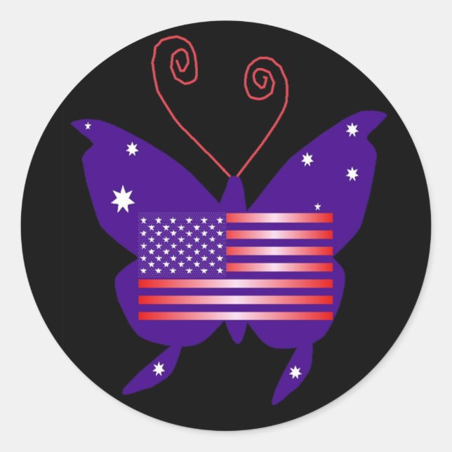 Adesivo Redondo American Diva Butterfly (Frente)