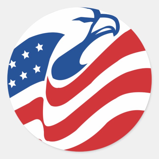 Adesivo Redondo American Eagle Red White Blue Stars Bandeiras (Frente)