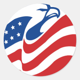 Adesivo Redondo American Eagle Red White Blue Stars Bandeiras