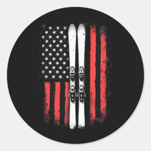 Adesivo Redondo American Flag Alpino Skiier