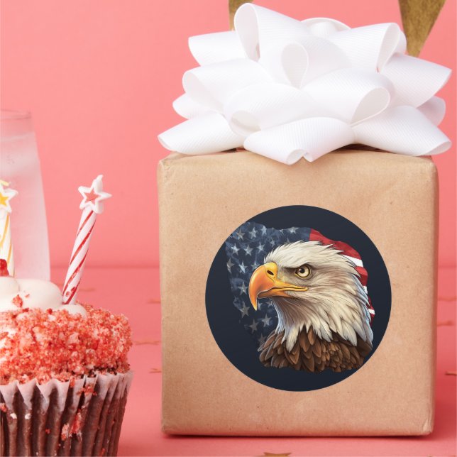 Adesivo Redondo American Flag Bald Eagle (Festa)