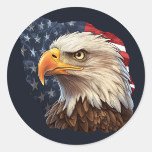 Adesivo Redondo American Flag Bald Eagle