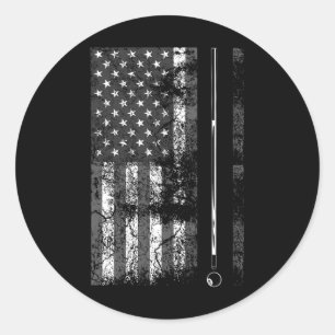 Adesivo Redondo American Flag Billiard Stick Cute Mesa Game Engraç