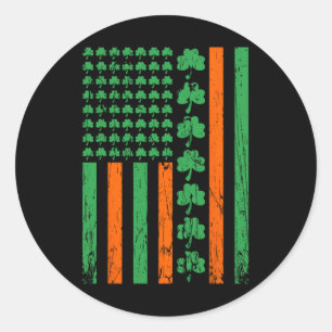 Adesivo Redondo American Flag Clovers St Patricks Irish Shamroc