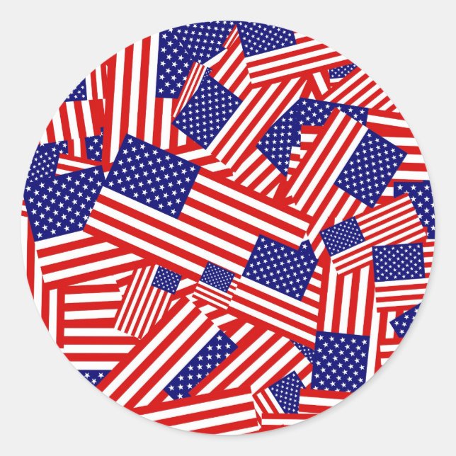 Adesivo Redondo American Flag Collage (Frente)