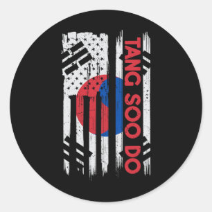 Adesivo Redondo American Flag Coreano Karate Vintage 4 de julho No