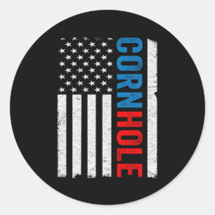 Adesivo Redondo American Flag Corn Hole Bean Bag Player Co