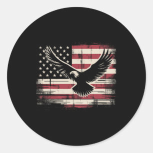 Adesivo Redondo American Flag Eagle 4 De Julho