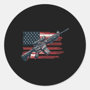Adesivo Redondo American Flag Guns 1rua De Julho Armas Independênc