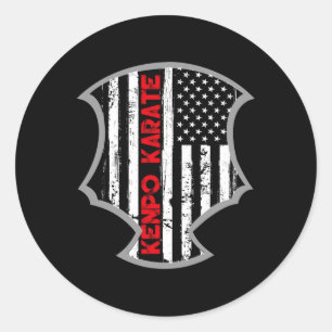 Adesivo Redondo American Flag Kenpo Karate aflige Karate Patri