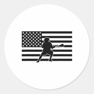 Adesivo Redondo American Flag Lacrosse Roupa - Lacrosse
