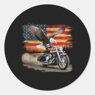 Adesivo Redondo American Flag Motorcycle Tshirt USA Flag Biker Ret