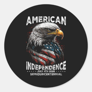 Adesivo Redondo American Flag Patriotic Eagle Usa 250 Anos 4