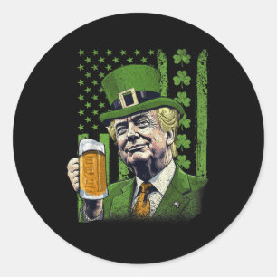 Adesivo Redondo American Flag Shamrocks Irish Trump St Patricks Da