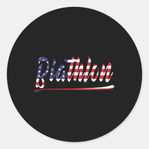Adesivo Redondo American Flag Ski Biathlon Fan Graphic Art Us