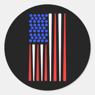 Adesivo Redondo American Flag Snooker Billiard Player Billiard Bil