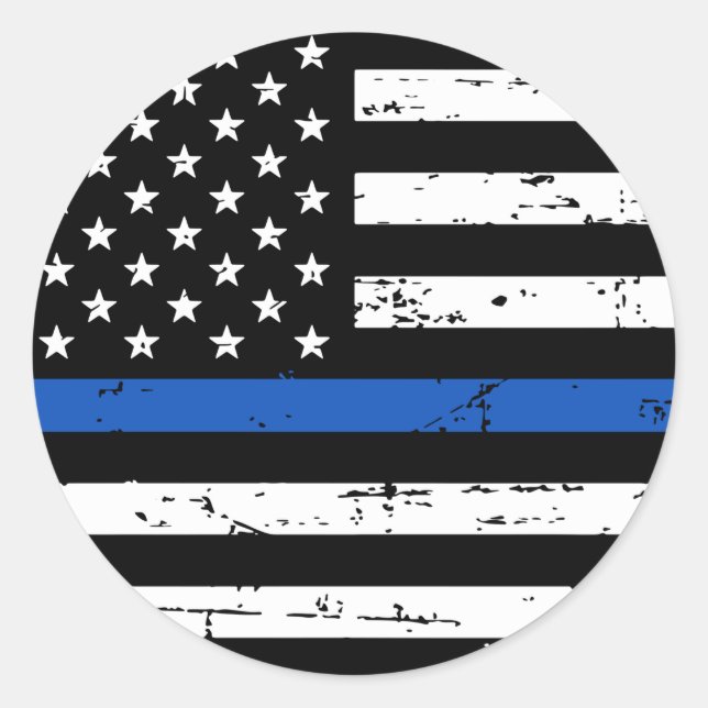 Adesivo Redondo American Flag Thin Blue Line (Frente)