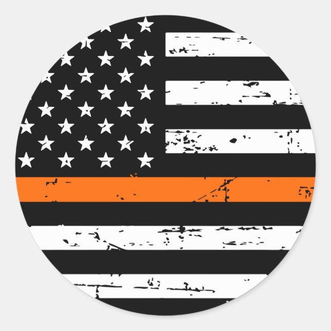 Adesivo Redondo American Flag Thin Orange Line (Frente)