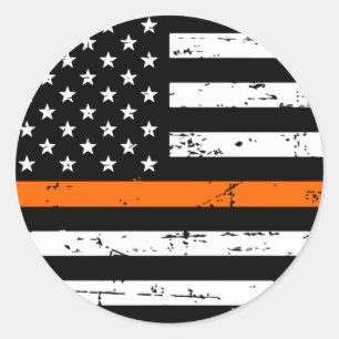 Adesivo Redondo American Flag Thin Orange Line