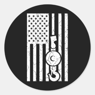 Adesivo Redondo AMERICAN FLAG US FLAG Crane Operator Towing