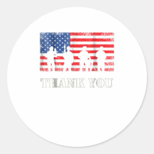 Adesivo Redondo American    FlagObrigado Veteranos