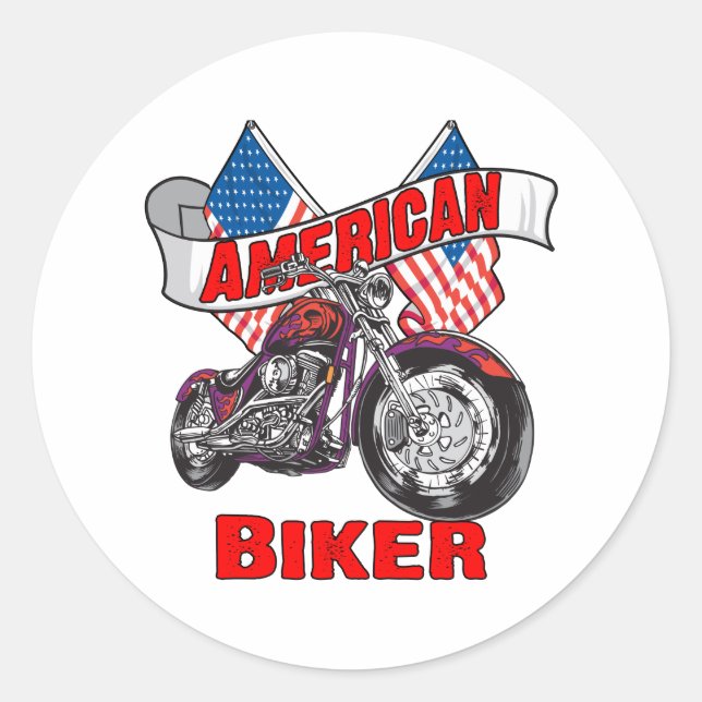 Adesivo Redondo American Flags Biker (Frente)