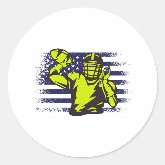 Adesivo Redondo American Football Fan Jersey Shirt USA Flag (Frente)