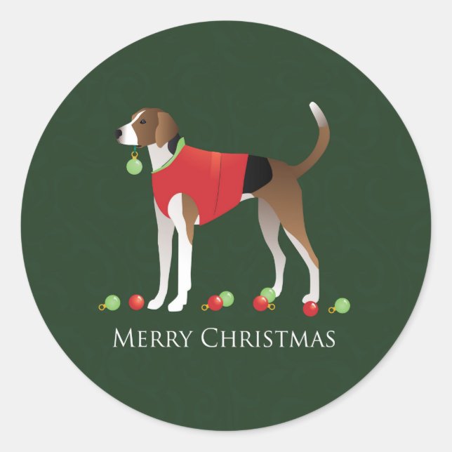 Adesivo Redondo American Foxhound Natal (Frente)