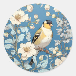 Adesivo Redondo American Goldfinch William Morris Inspired