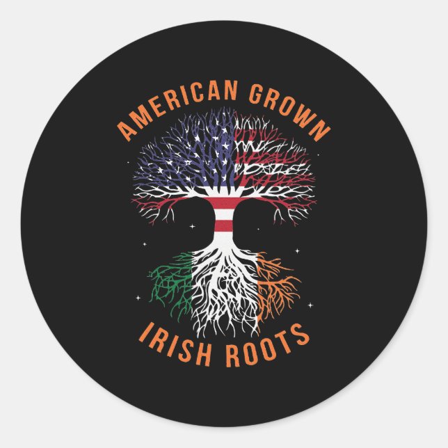 Adesivo Redondo American Groove Irish Roots America Ireland Flag (Frente)
