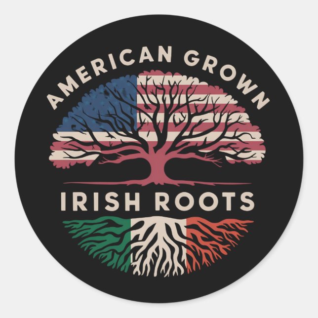 Adesivo Redondo American Grown Irish Roots Dia de São Patrício (Frente)