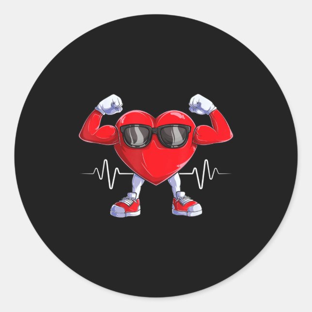 Adesivo Redondo American Heart Disease Awareness Heart Month Heart (Frente)