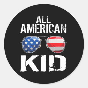 Adesivo Redondo American Kid 4 De Julho Meninos Patrióticos Crianç