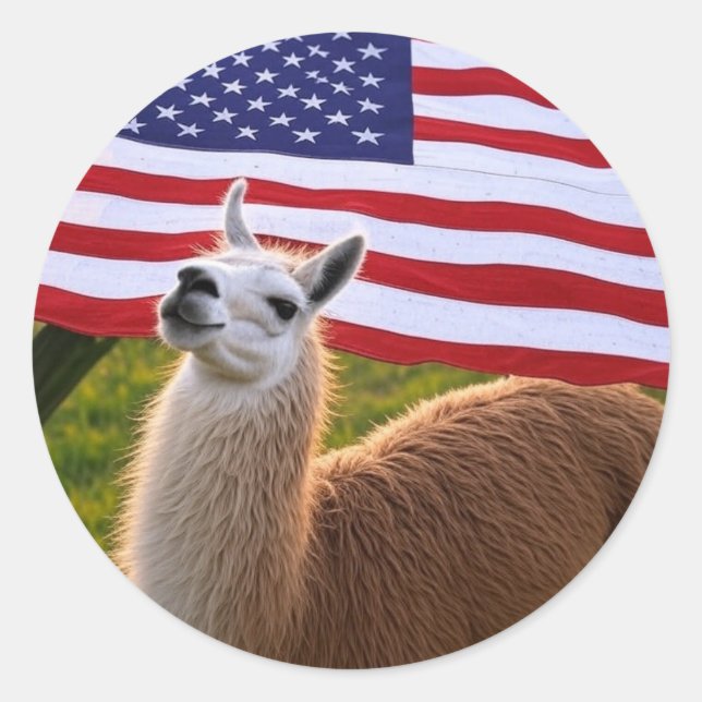 Adesivo Redondo American Llama Sticker (Frente)