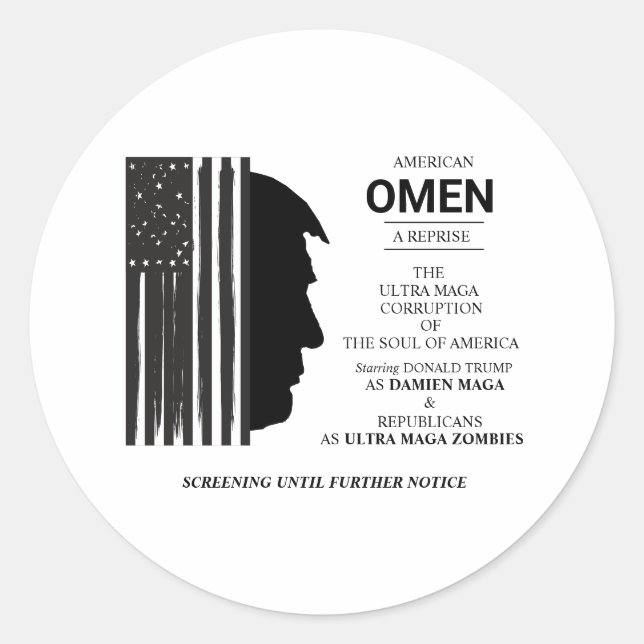 Adesivo Redondo American Omen In Black (Frente)