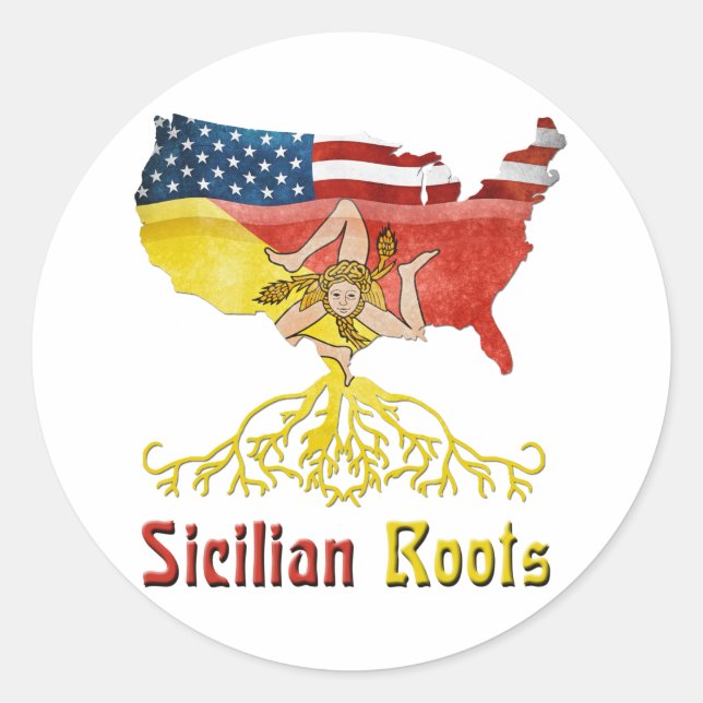 Adesivo Redondo American Sicilian Roots Stickers (Frente)