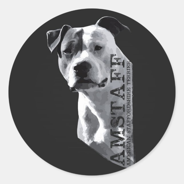 Adesivo Redondo American Staffordshire Terrier - Amstaff (Frente)