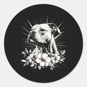 Adesivo Redondo American Staffordshire Terrier Dog Lover Retro Sty