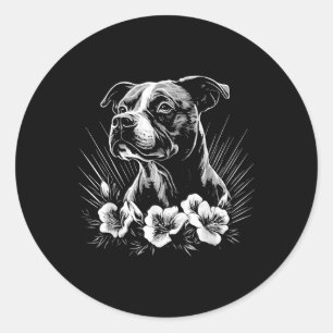 Adesivo Redondo American Staffordshire Terrier Dog Lover Retro Sty