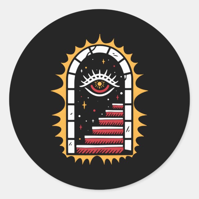 Adesivo Redondo American Traditional Old School Tattoo Flash Ink S (Frente)