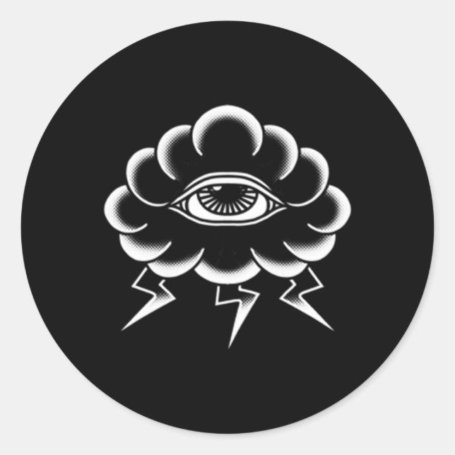 Adesivo Redondo American Traditional Tattoo Edgy Old School Flash (Frente)