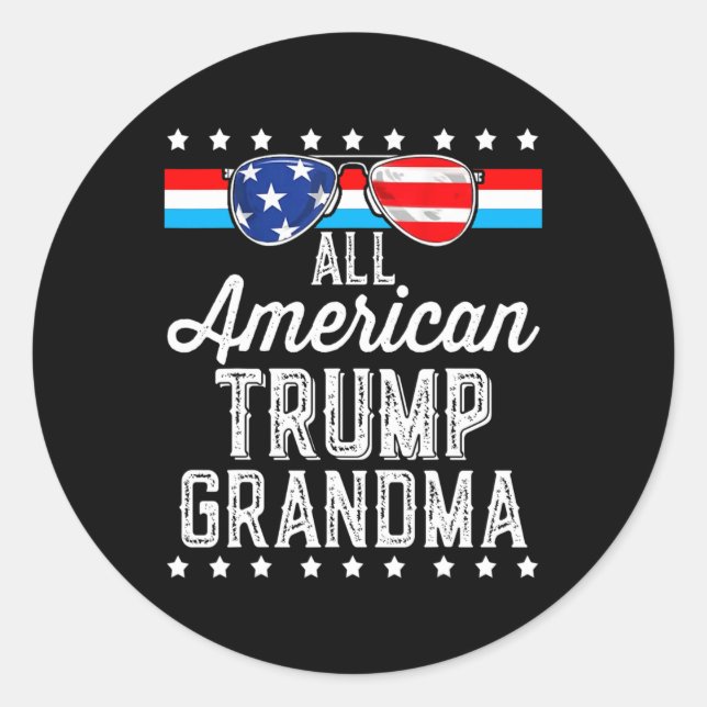 Adesivo Redondo American Trump Grandma American Flag Sungs Trump (Frente)