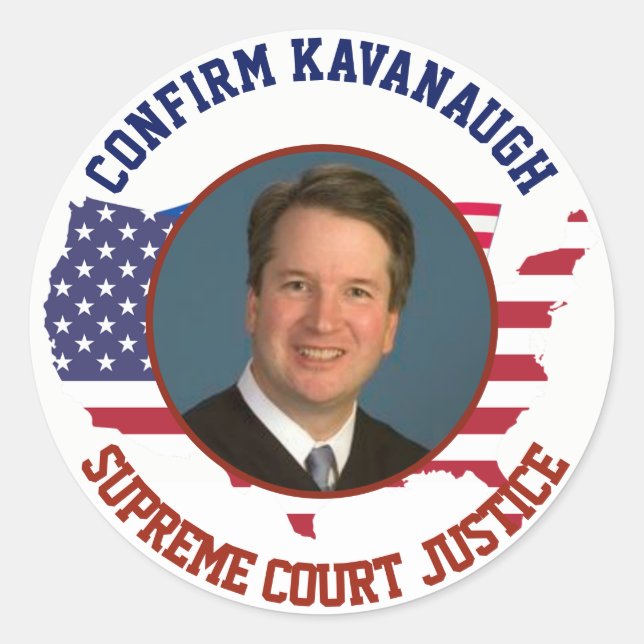 Adesivo Redondo American USA Flag Confirma o Juiz Kavanaugh (Frente)