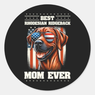 Adesivo Redondo American Usa Flag Rhodesian Ridgeback 4 De Julho